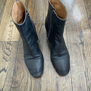 Mansur Gavriel Black Leather Ankle Boots Block Heel Size 39.5